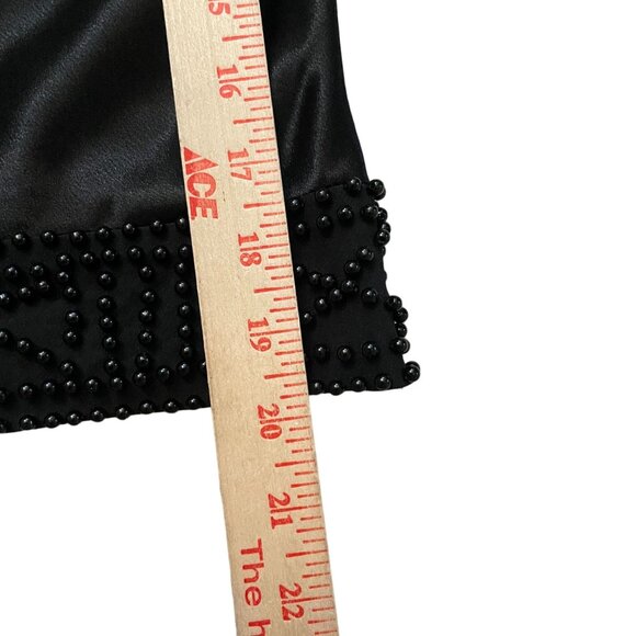 Calvin Tran Beaded Satin Blouse Top Women's Size Large Black Evening Party - Picture 10 of 11